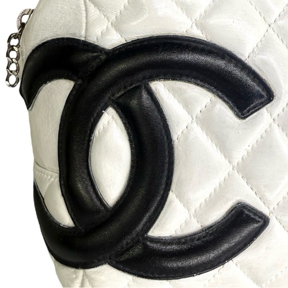 CHANEL Cambon Line White/Black CC Logo Leather Shoulder Bag - Picture 10 of 14